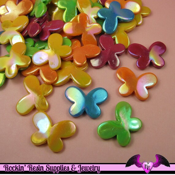 metal y acrílico Flatbacks Conjunto de 3 Mariposa Rosa Adornos Cabujones