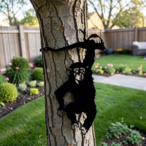Schwarz Metall Gartenstecker Dekor, Bigfüße Affen Skelett Hof Kunst, Baumzaun Verzierung im Freien, Halloween Rasen Dekoration
