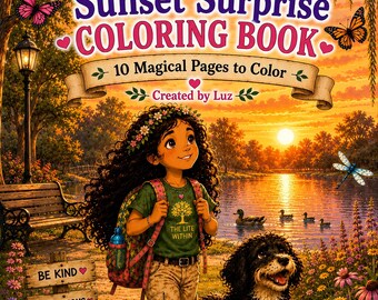 Mikala und Onyx finden einen Sonnenuntergang Surprise Malbuch für Kinder | Druckbares Buch der Natur-Abenteuer | Digitaler Download PDF | Alter: 4-8 Jahre