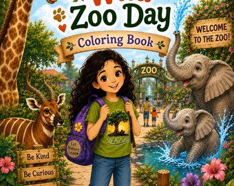 Mikalas wilder Zoo Tag Malbuch für Kinder | Druckbares Buch der Tiere | Digitaler Download PDF | Alter: 4-8 Jahre