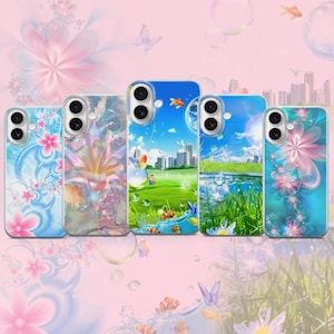 Capa para celular Frutiger Aero, estilo Y2K Dreamcore aquático Kawaii Futurismo, compatível com iPhone 17 Pro, 16, 15, 14, 13, 12, 11, Samsung S25, S24, S23 e Pixel.