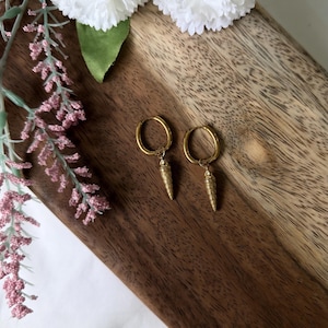 Gold Spiral Horn Hoop Earrings – Statement Everyday Jewelry