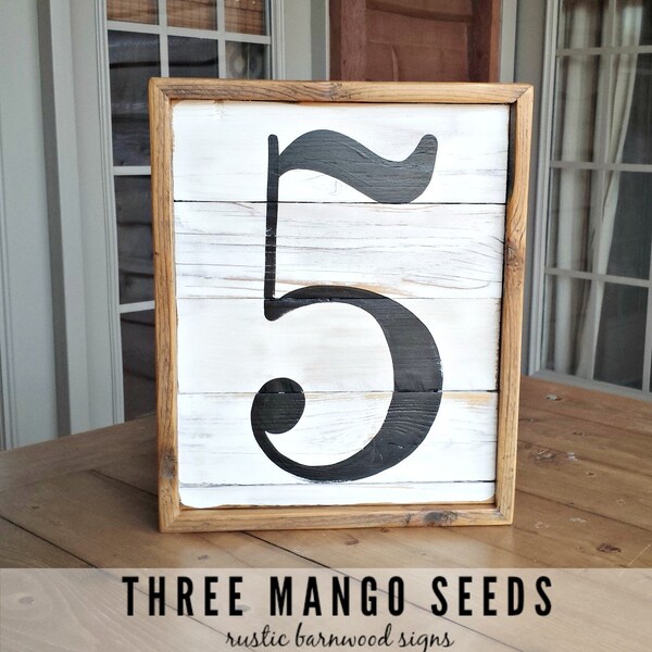 Family NUMBER SIGN / 13x16 / Wood Sign / Housewarming / Fixer Upper Style / Farmhouse Style / Gift / Gallery Wall / Reclaimed Wood / FIVE