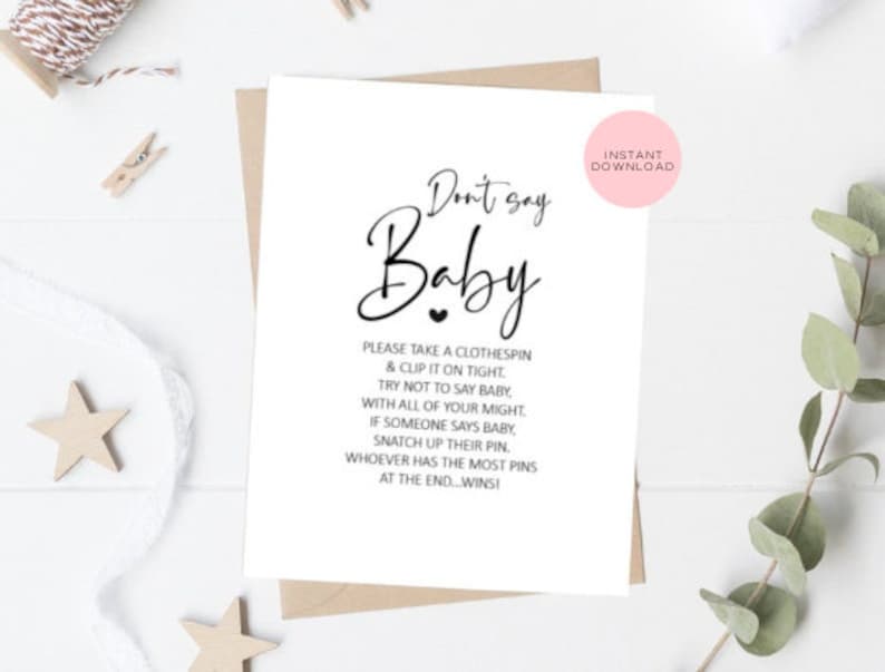 Baby Shower Clothespin Game Printable Instant Digital Etsy