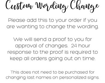 CUSTOM WORDING - Add on to an existing order