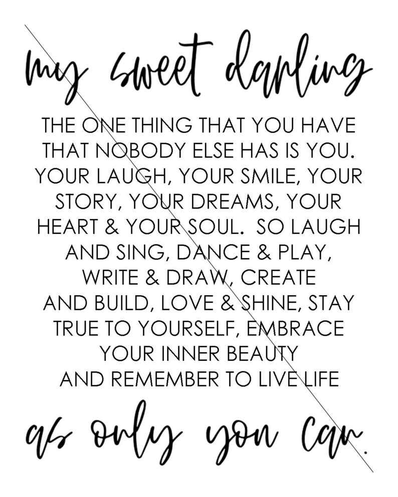 My Sweet Darling Quote Bedroom Wall Decor Over the Bed Etsy