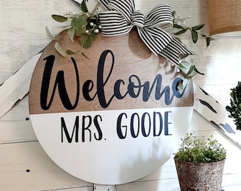 Door Sign for Teacher | Classroom Sign | Teacher Gift | Front Door Hanger Personalized | Door Wreath | Housewarming Gift |Front Door Decor |