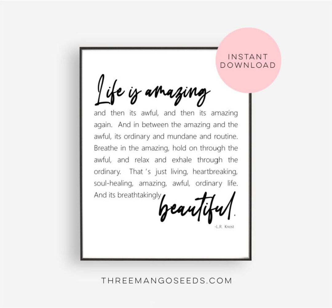 Large Life is Amazing Printables Life is Beautiful Printable LR Knost ...