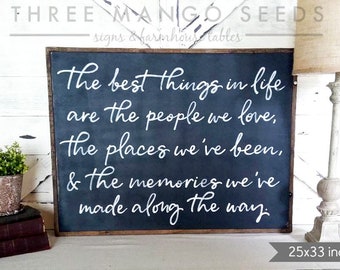 living room decor | Best Things sign | wood sign | farmhouse wall decor | framed sign | living room wall decor | 25" x 33" Industrial Chic