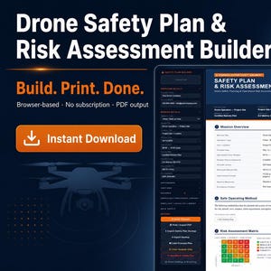 Drone Flight Plan & Risk Assessment Builder | Part 107 Preflight Checklist | Commercial Drone Safety Document | Drone Pilot Template