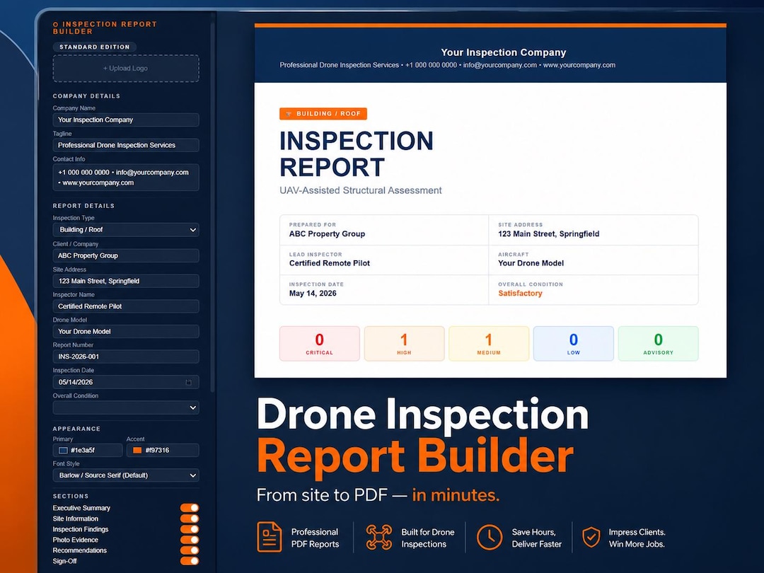 Drone Inspection Report Template | UAV Inspection Form | Aerial Survey ...