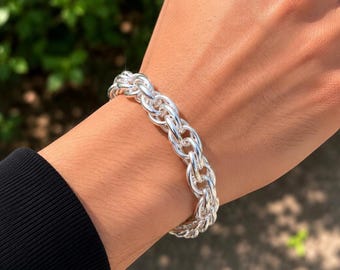 喜平 シルバー925 ブレスレット チェーン シルバー ヴィンテージ TAXCO Vintage Taxco Mexican Sterling Silver Link Bracelet, Cable Coiling