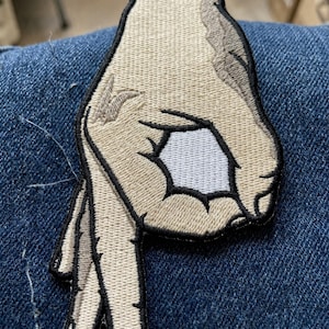 The Circle Game Embroidered Patch, Funny Got Em Meme Hand Gesture Badge
