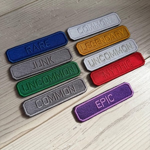 Gaming Rarity Patch, Common Rare Epic Legendary Mythic Broderad Loot Badge, Välj din nivå