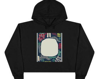 Cropped Hoodie | Abstract Print Activewear, Cotton Blend, Relaxed Fit