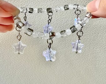 Handmade Beaded Star Charm Bracelet: Y2K Stargirl Stretch Jewelry