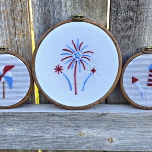 Needle Felted Home Decor Hoop Art - USA Collection - 4th of July