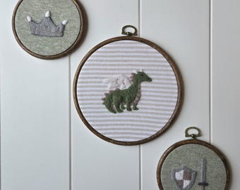 Needle Felted Customizable Nursery or Home Decor - Green Dragon Collection