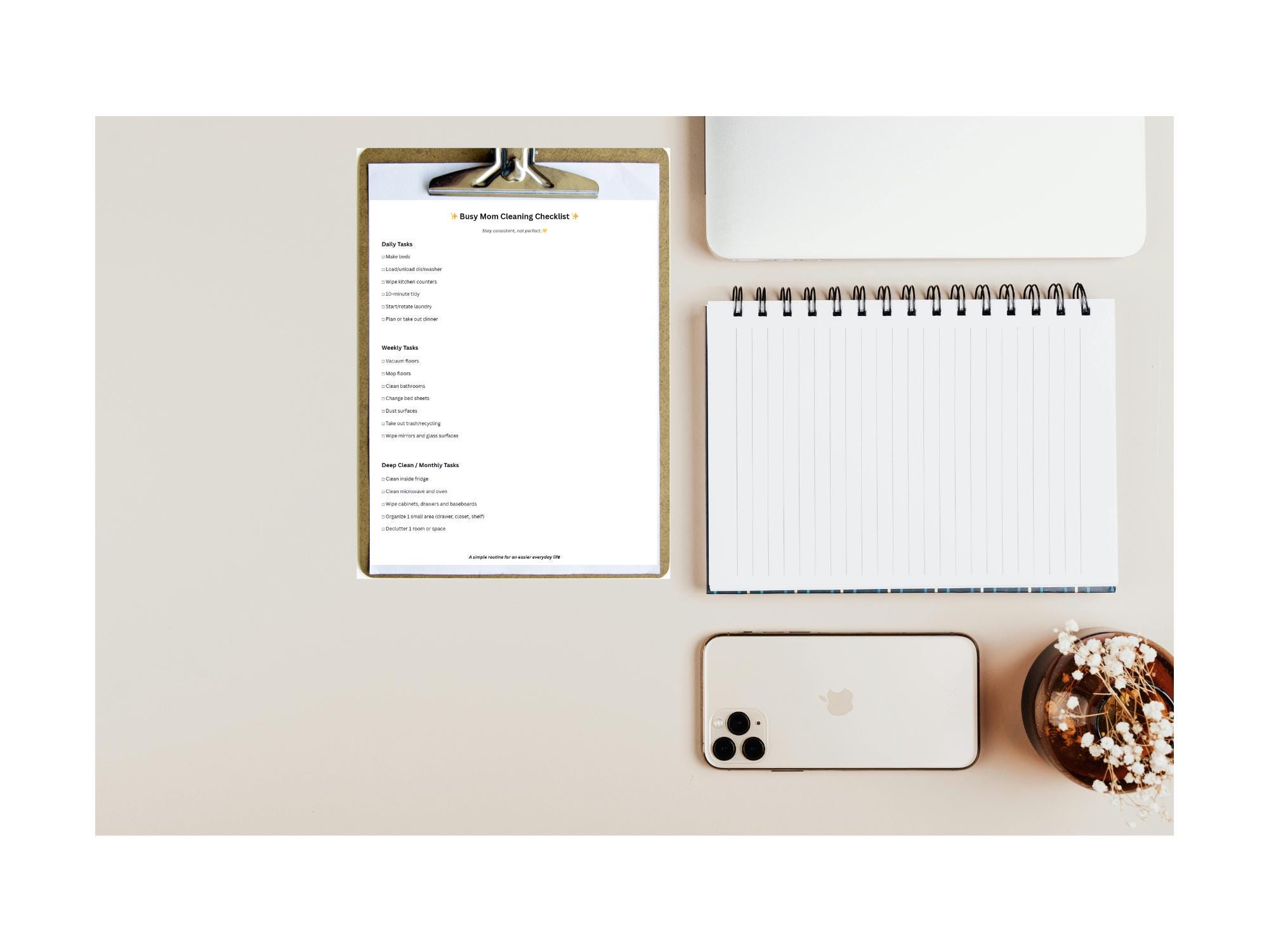 Busy Mom Cleaning Checklist Printable | Daily Weekly Monthly Cleaning ...