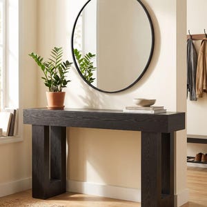 Modern Black Wood Console Table, Minimalist Entryway Hallway Sofa Table Decor