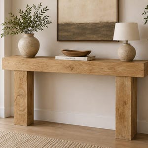 Solid Oak Console Table | Modern Farmhouse Entryway, Hallway Sofa Table