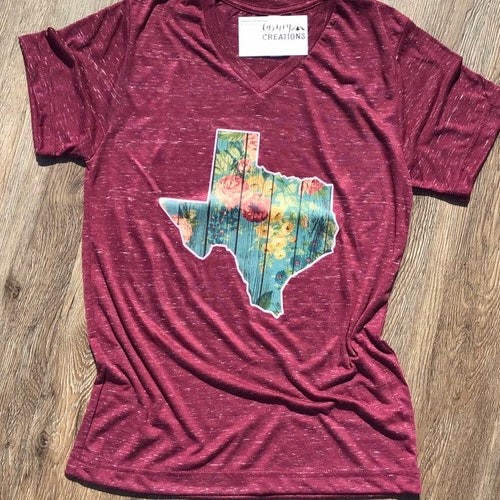Texas in My Soul Floral Watercolor Unisex V Neck Graphic Tee - Etsy