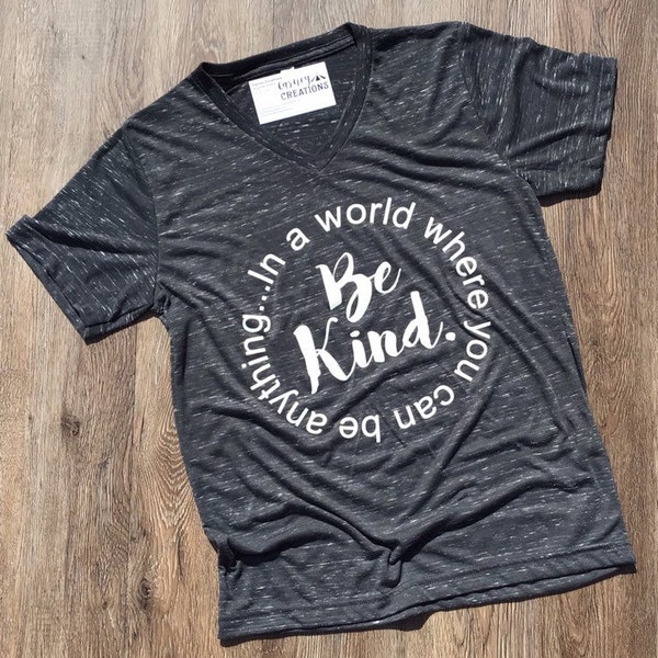 In a world where you can be anything.....be kind! v-neck shirt