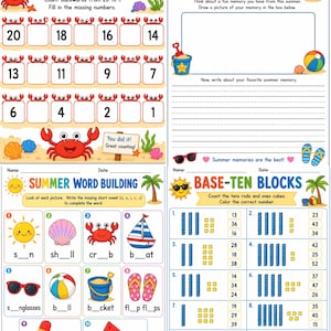 1st Grade Summer Learning Packet | Math Reading Writing Worksheets (PDF Download) image 3