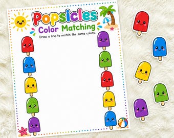 Summer Preschool Activity Pack | Printable Learning Worksheets for Ages 3–5 | Matching, Counting, Shapes & Patterns