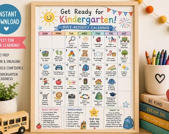 Kindergarten Readiness Summer Bundle | June & July Activity Calendars | Preschool Learning Printable