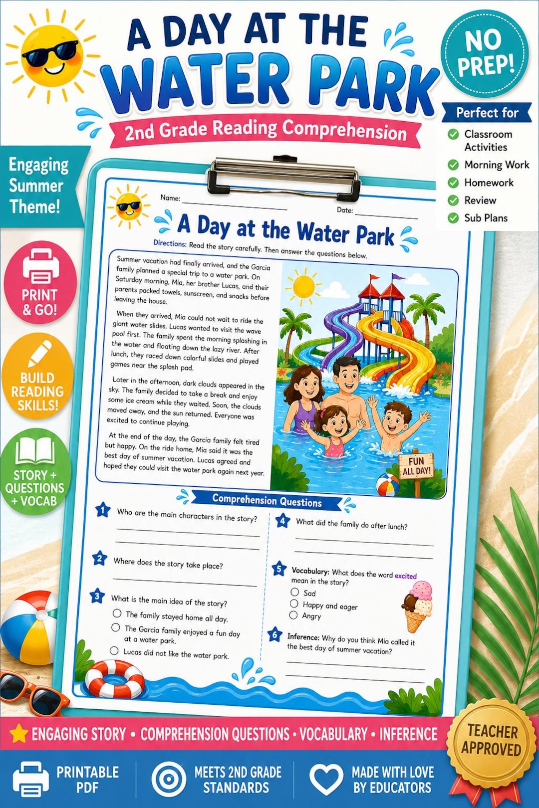 2nd Grade Summer Reading Comprehension Workbook (digital Download) - Etsy