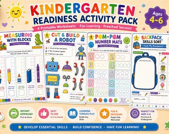 Kindergarten Readiness Activity Pack | Hands-On Learning, Preschool Prep (Digital Download)