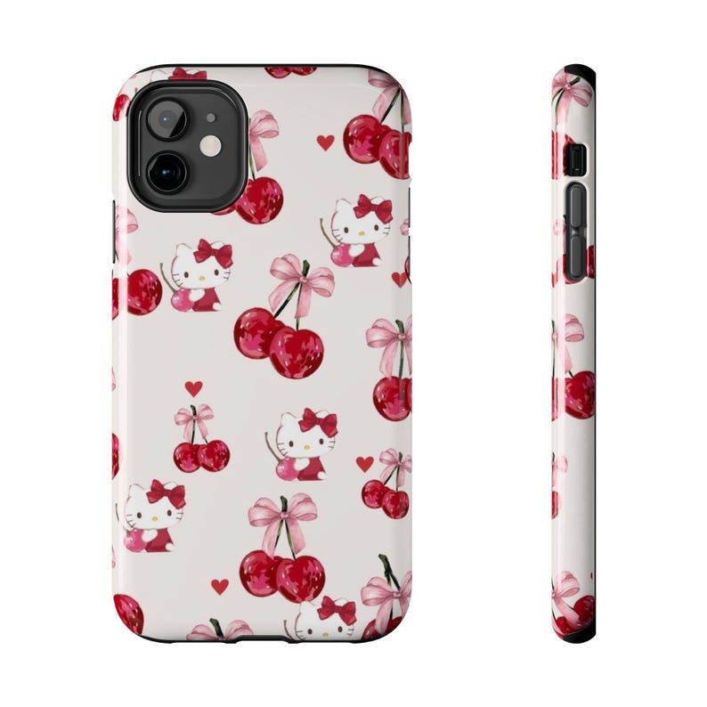 Hello Kitty Cherry Pattern Phone Case Shock Absorbent image 1