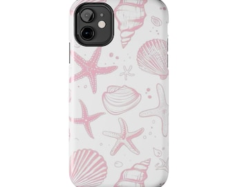 Pink Seashells Pattern Phone Case shock absorbent