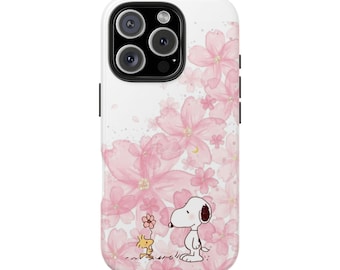 Snoopy & Woodstock Pink Cherry Blossom Shock Absorbent Phone Case