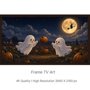 Spooky Ghosts Pumpkin Patch Frame TV Art, Halloween Artwork (4K Digital Download )