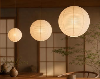 Round Paper Pendant Lampshade, Vintage Ceiling Light Shade, Modern Classic Lantern Cover for Home, Hotel