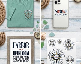 Nautical Sisters PNG SVG Bundle, Yacht Club Family Designs, Anchor Compass Sailing (Digital Download)