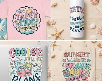 Retro Beach Summer PNG Bundle | Taffy Tide, Snack Run Designs (Digital Download)