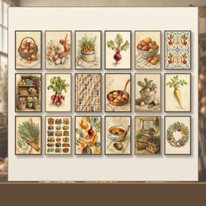 Vintage Vegetable Kitchen Art Prints, Rustic Root Cellar Gallery Set (Digital Download)