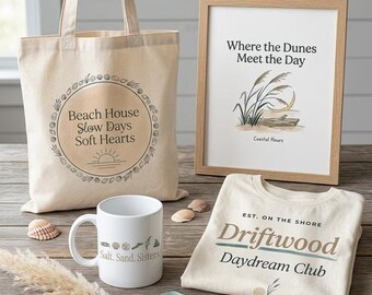 Coastal Beach Designs Bundle | Driftwood Daydream Seashell Graphics (Digital Download)