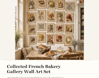 French Bakery Gallery Wall Set Printable, Vintage Kitchen Wall Art, Cafe Patisserie Digital Download, Pastry Prints