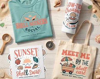 Shell Seekers Social Bundle, Coastal Girls Weekend Beach Designs (Digital Download)