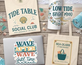 Beach Girls Weekend PNG SVG Bundle, Coastal Sea Glass Designs (Digital Download)
