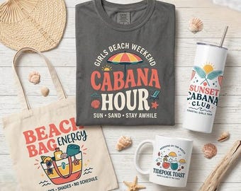 Girls Beach Trip PNG SVG Bundle, Cabana Hour Sunset Coastal Designs (Digital Download)