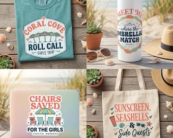 Girls Trip Beach PNG Bundle, Coastal Vacation SVG Designs (Digital Download)
