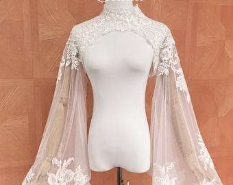 Vintage Sequined Floral Lace Sleeve,Ivory Tulle Lace Bridal Sleeves,Wedding Long Sleeves, Button Sleeves,Matching With Strapless Dress