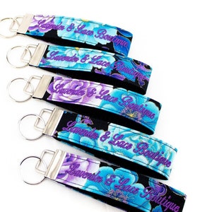 Floral Key Fob Keychain Wristlet, Add Custom Embroidered Name, Monogram or Phrase, Pick Your Color Combination