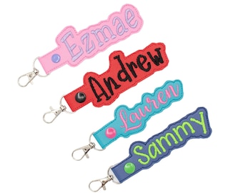 Name Tag for Backpack, Luggage, Gym Bag - Choose Your Colors! Handcrafted Personalized Embroidered Label