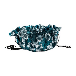 Satin Jewelry Pouch, Teal Floral Satin Drawstring Jewelry Pouch with Eight Pockets, Select Interior Color image 6